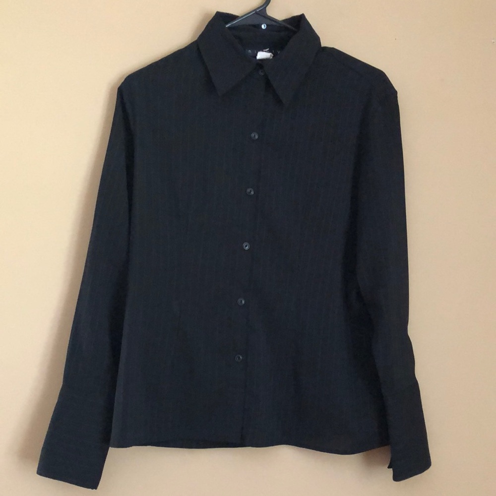 Black Flowy Button Down Long Sleeves Shirt